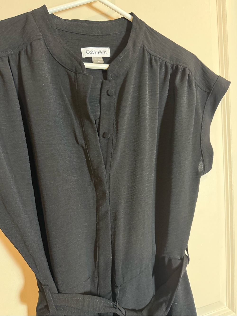 Calvin Klein Black Midi Shirt Dress with Tie Waist - Picture 4 of 9